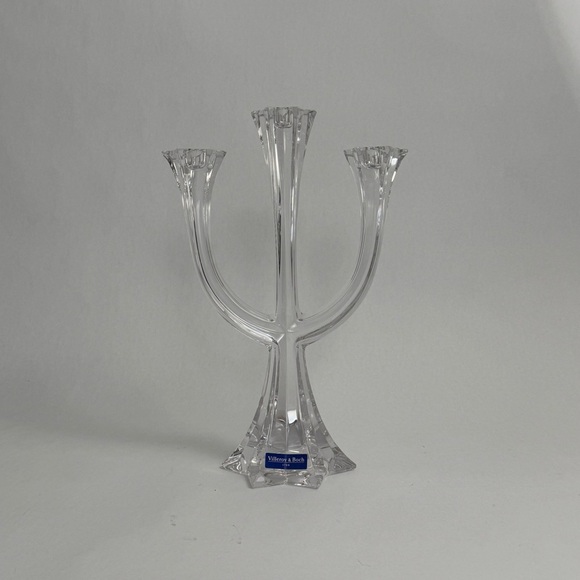Villeroy & Boch Lucca 3-arm 24% Lead Crystal Glass Candelabra Austria 12” Tall - Picture 3 of 15